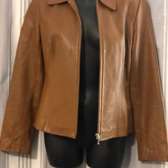 Ann Taylor womens Carmel real leather jacket - Picture 2 of 6